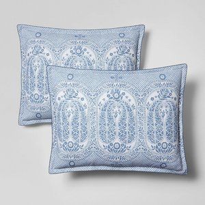 Ralph Lauren Wakefield Floral Standard Pillow Shams Covers Set of 2 Blue New